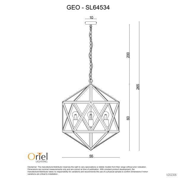 GEO 4 Geometric 4-light Pendant Matt Black - SL64534BK