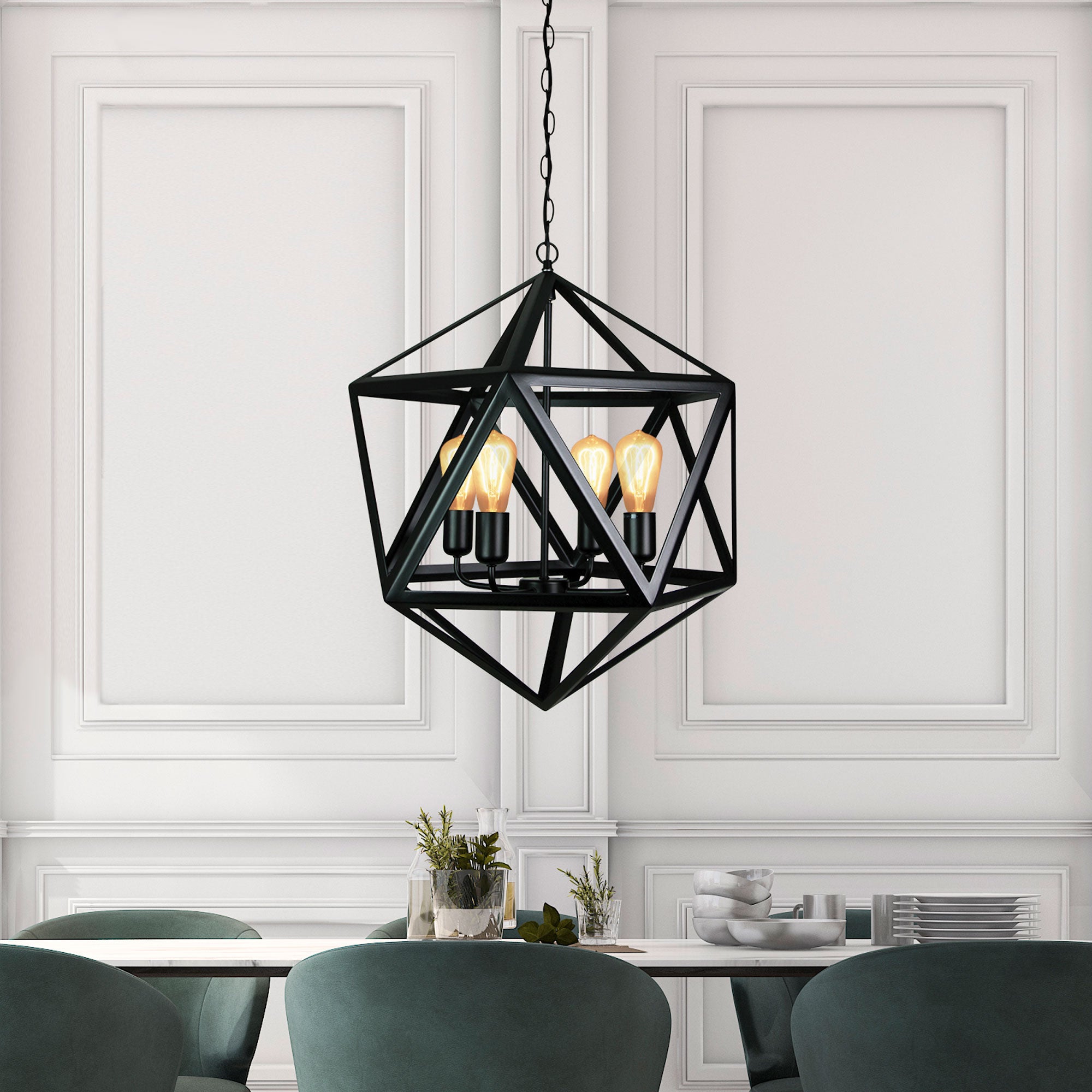 GEO 4 Geometric 4-light Pendant Matt Black - SL64534BK