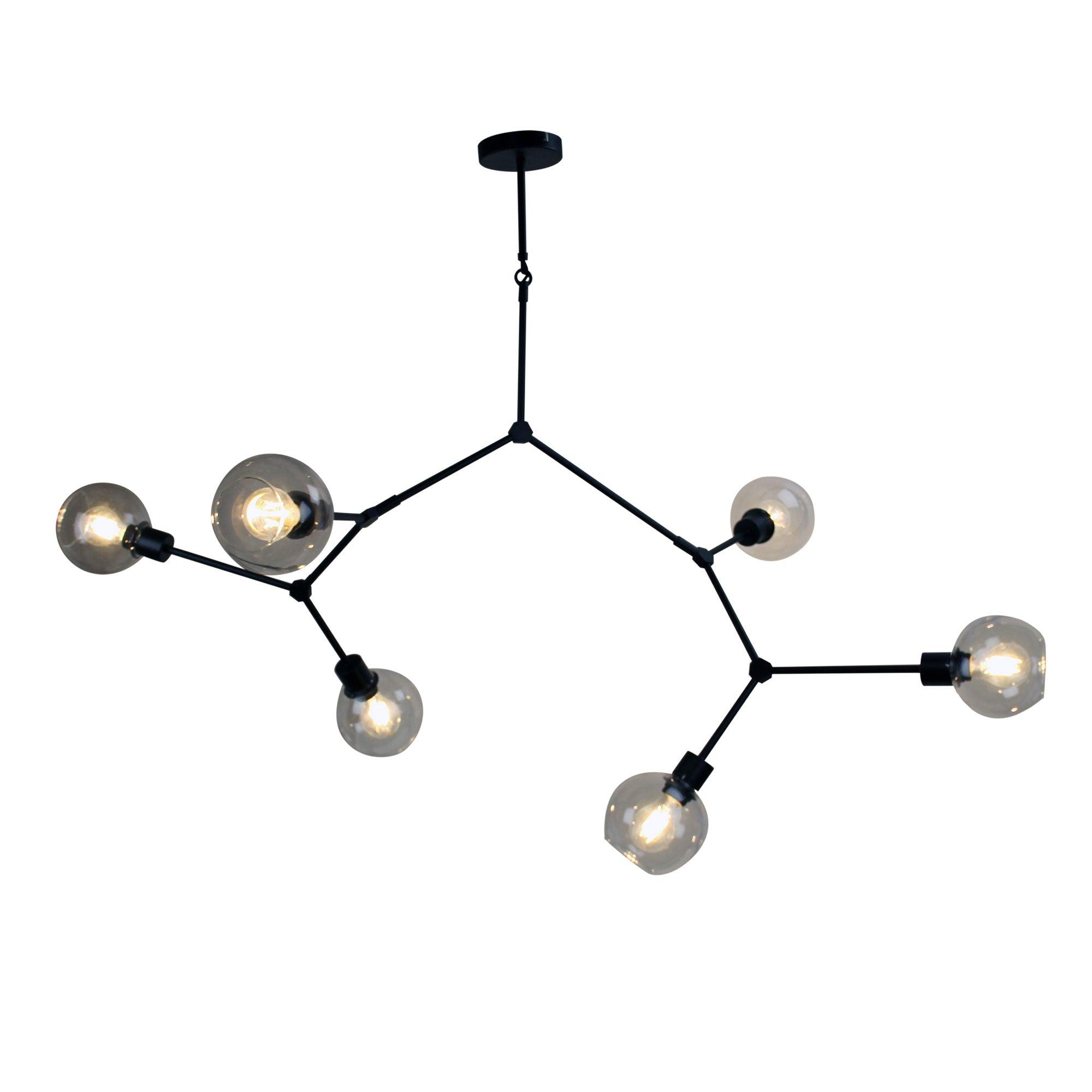 PADUA Black 170cm Contemporary Clear Glass Pendant - SL64680/6BK