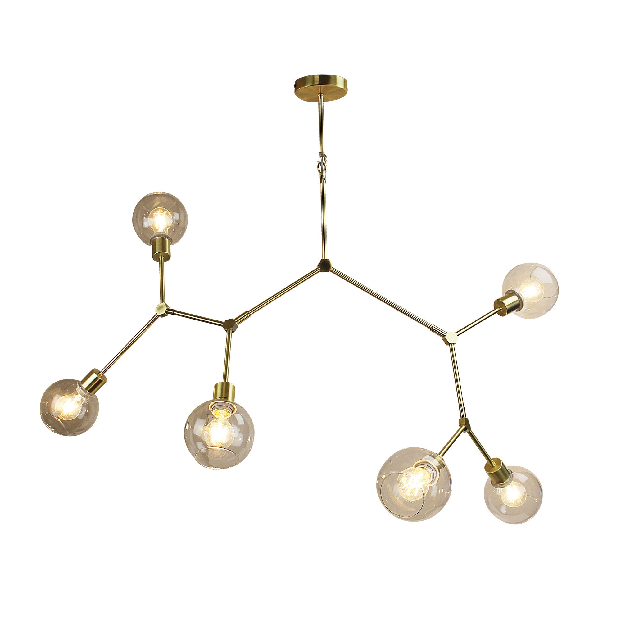 PADUA Satin Brass 170cm Contemporary Clear Glass Pendant - SL64680/6SB