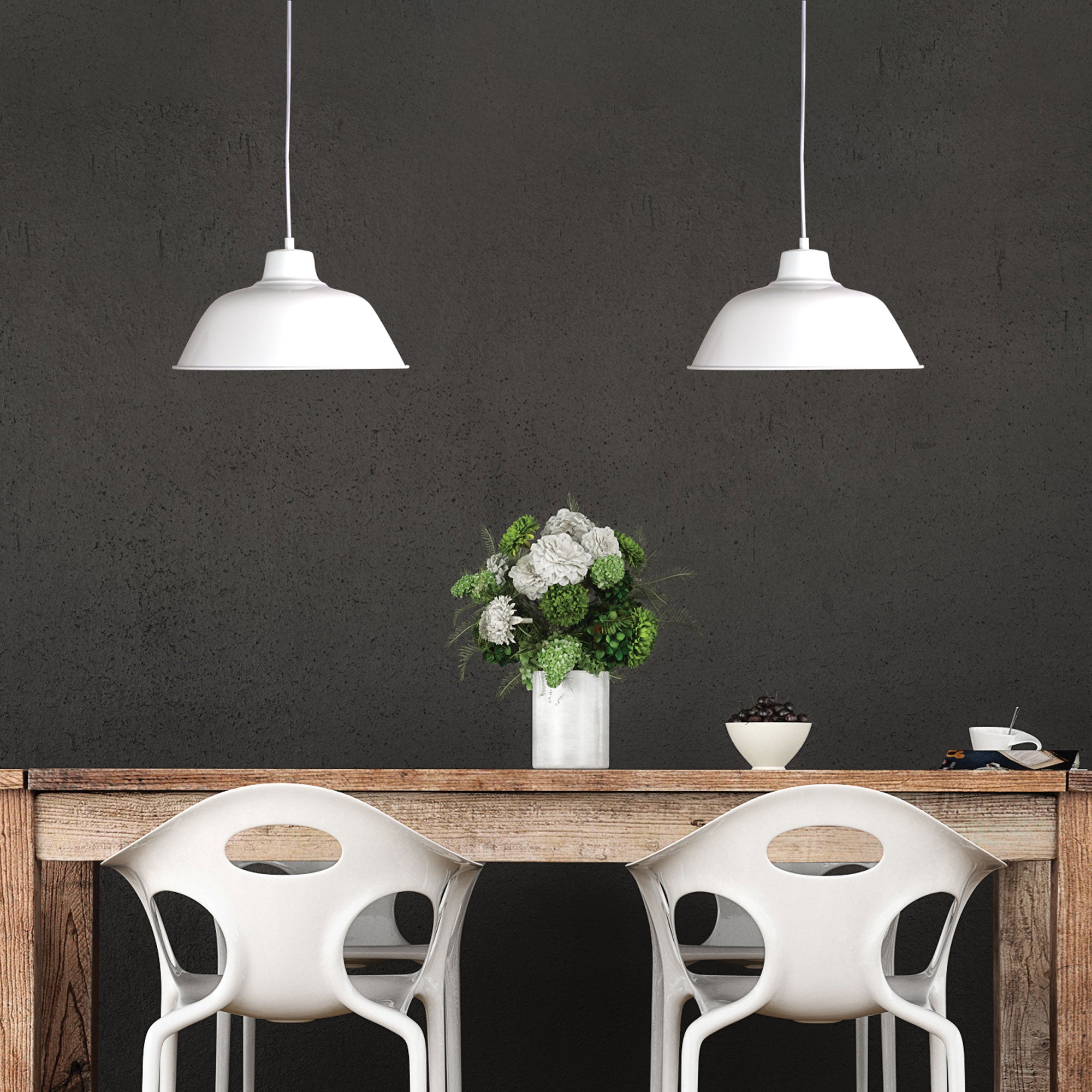 FORGE 300 White Retro Industrial Pendant - SL64730WH