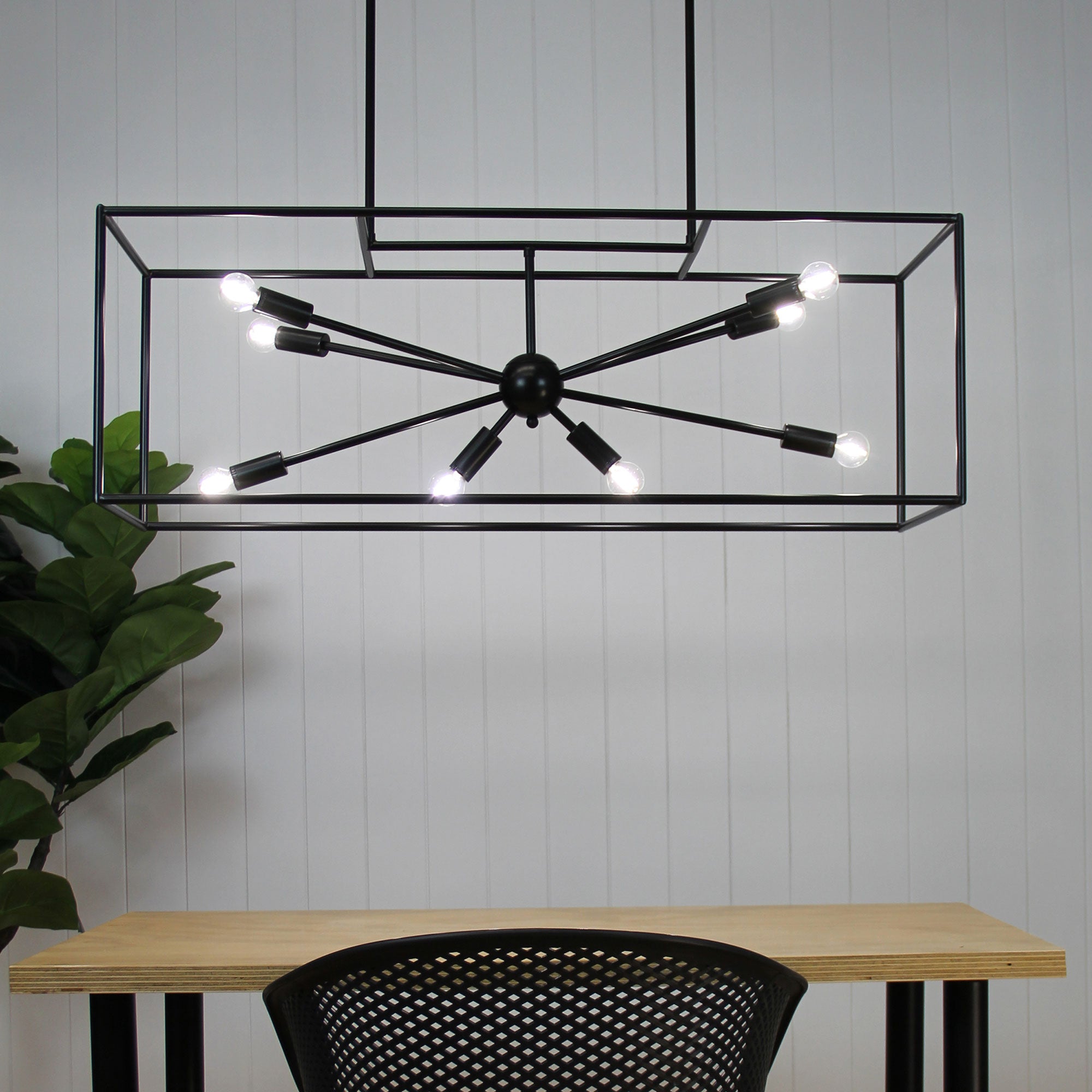 GEORGETOWN.100 Designer Box Pendant with Exposed Globes - SL64811BK