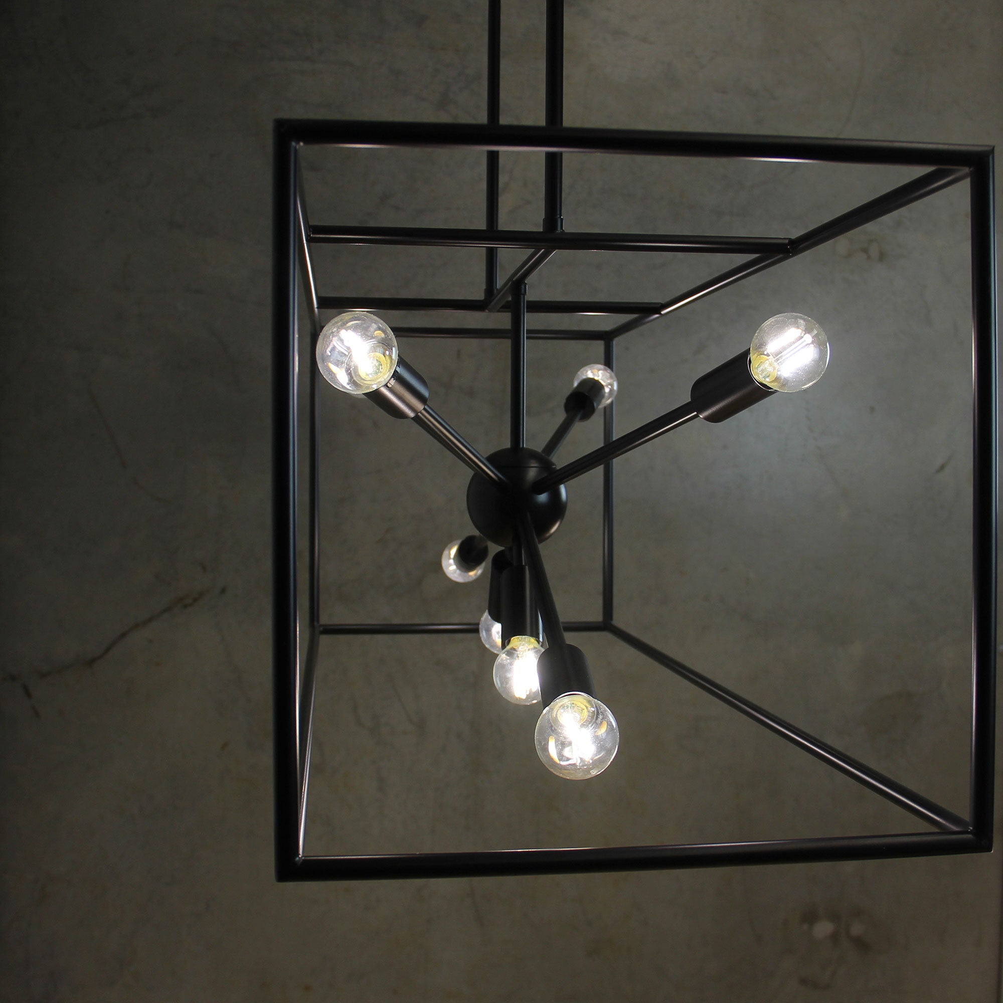 GEORGETOWN.100 Designer Box Pendant with Exposed Globes - SL64811BK