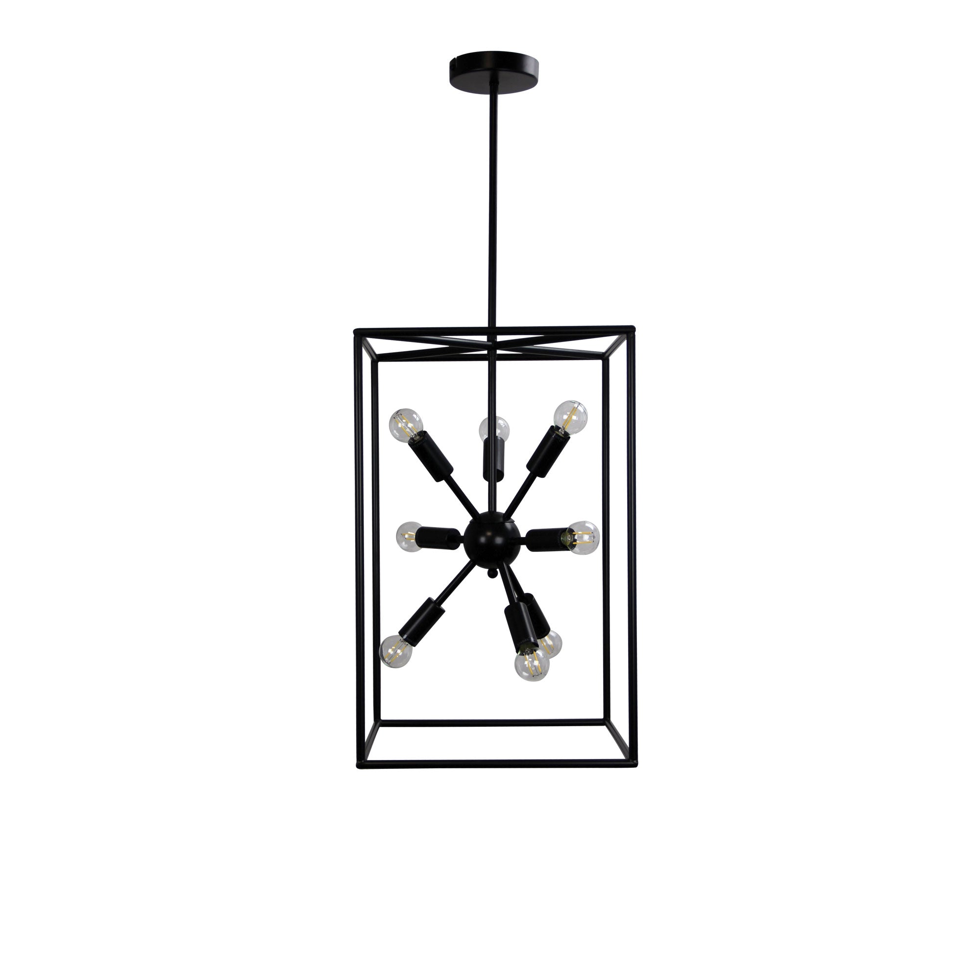 GEORGETOWN.35 Designer Box Pendant with Exposed Globes - SL64813BK