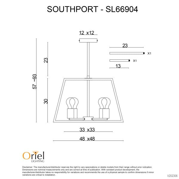 SOUTHPORT 48 Black 4 Light Pendant - SL66904BK
