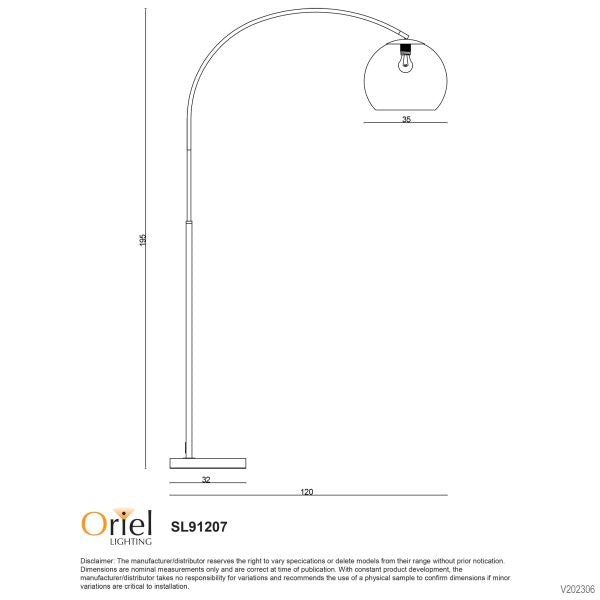 OVER Antique Brass Large Arc Lamp with Acrylic Shade - SL91207AB