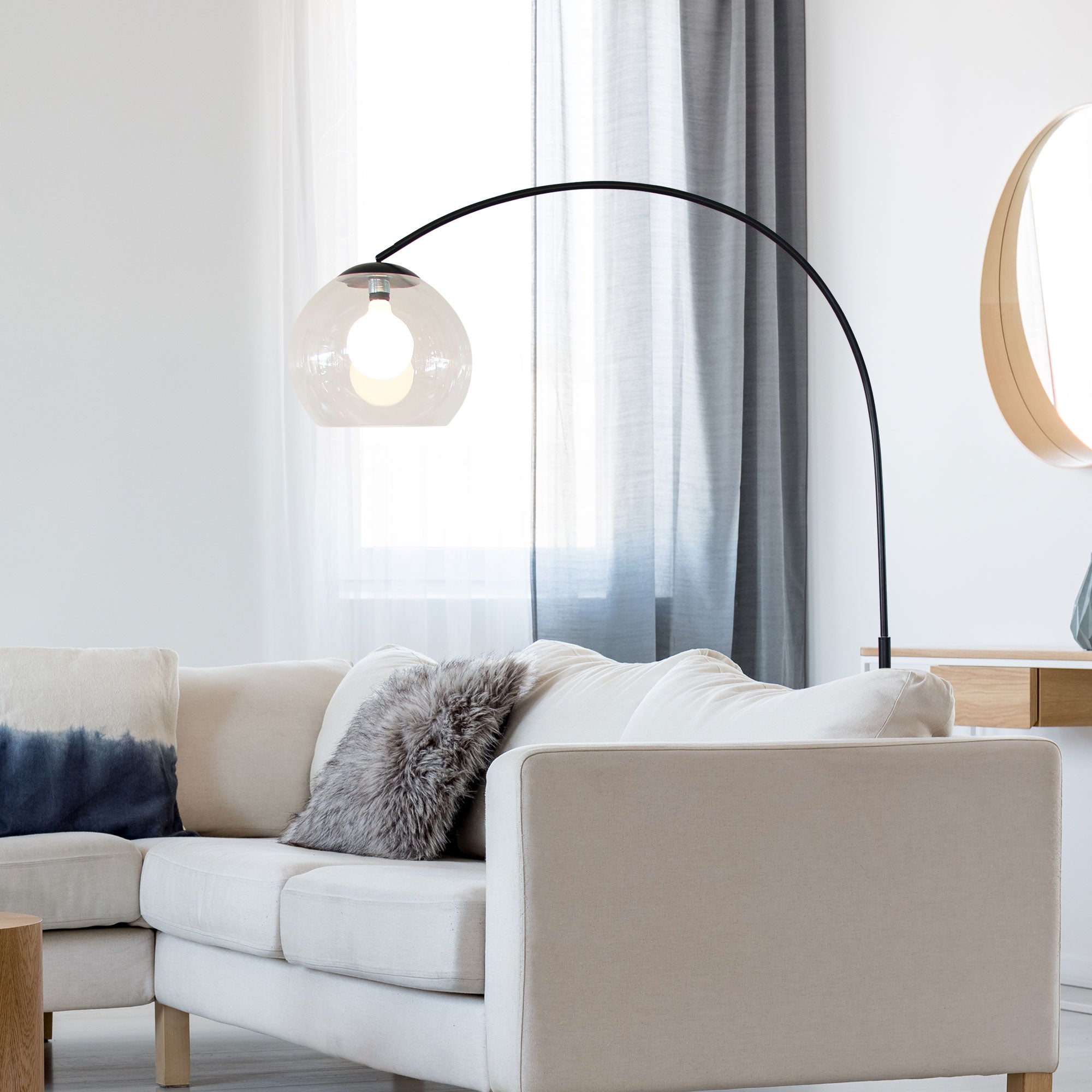 OVER Black Large Arc Lamp with Acrylic Shade - SL91207BK