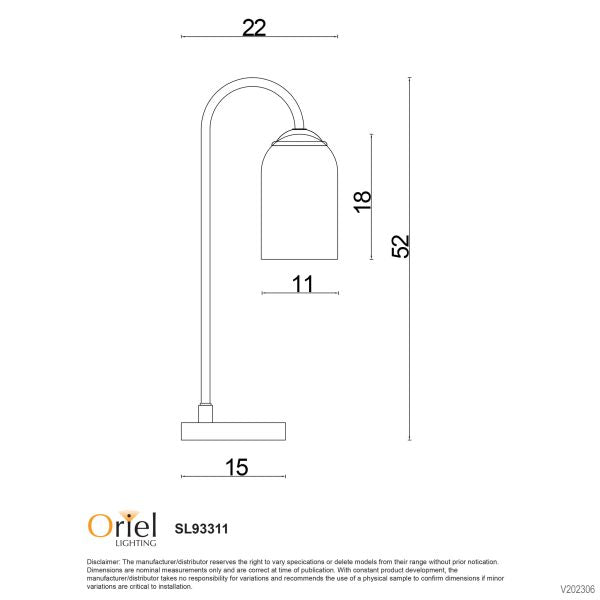 ARLINGTON TABLE LAMP MATT BLACK / OPAL - SL93311BK
