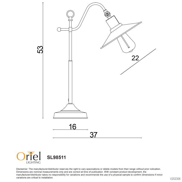 Boston Table Lamp Retro Insutrial Table or Desk Lamp - SL98511RB