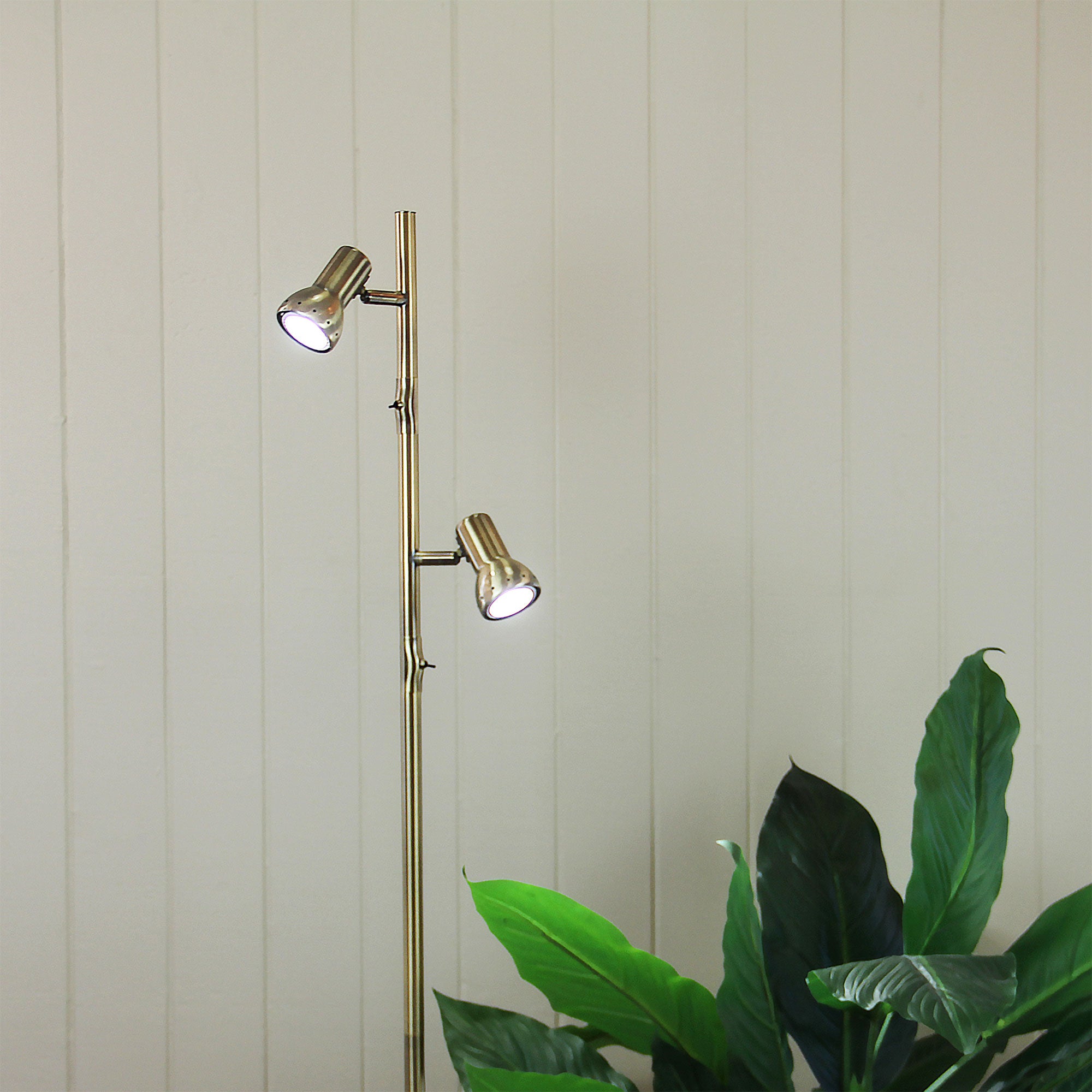 DAXAM LED Antique Brass Twin Adjustable Floor Lamp - SL98592AB