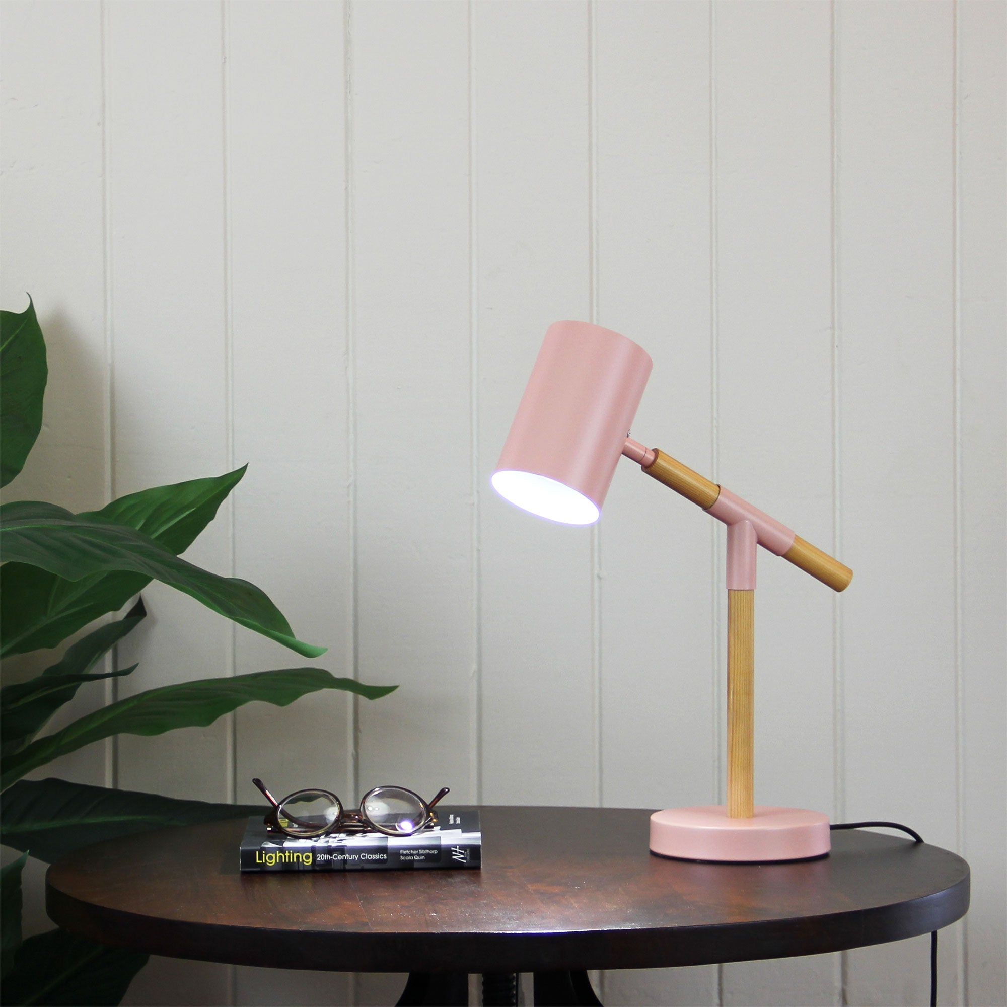 LUDO LED Pink Scandi Timber and Pink Task Lamp - SL98784PK