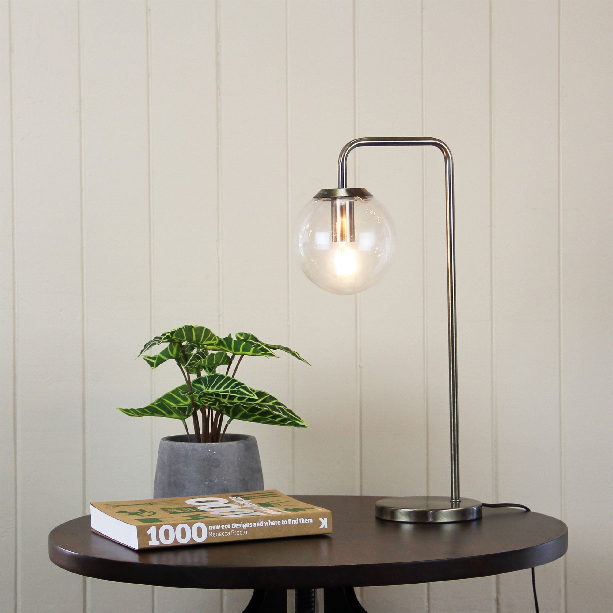 NEWTON LAMP Antique Brass Contemporary Clear Glass Lamp - SL98799AB