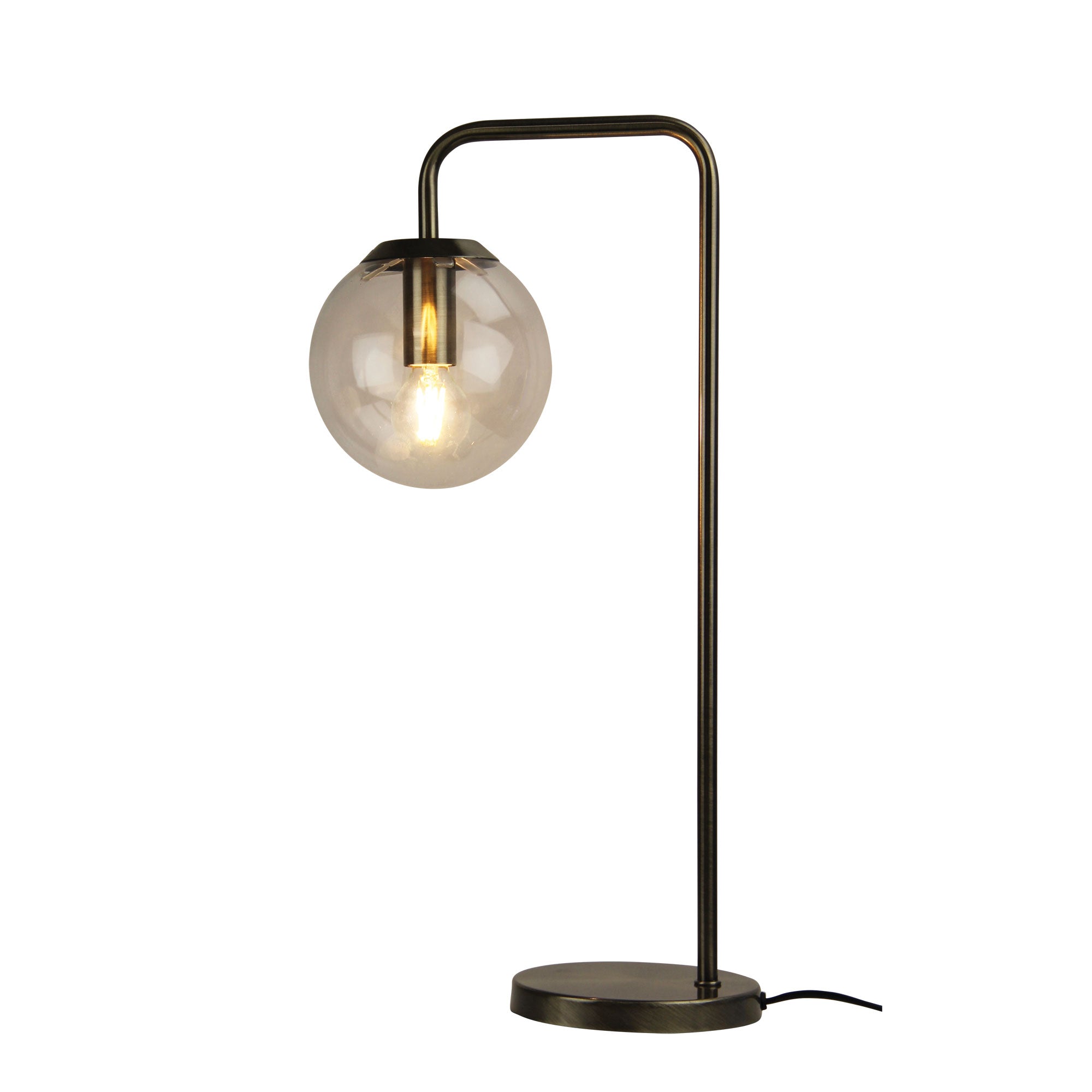 NEWTON LAMP Antique Brass Contemporary Clear Glass Lamp - SL98799AB