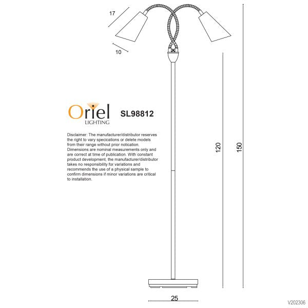 WALT TWIN FLOOR LAMP ANT BRASS + BLACK - SL98812AB
