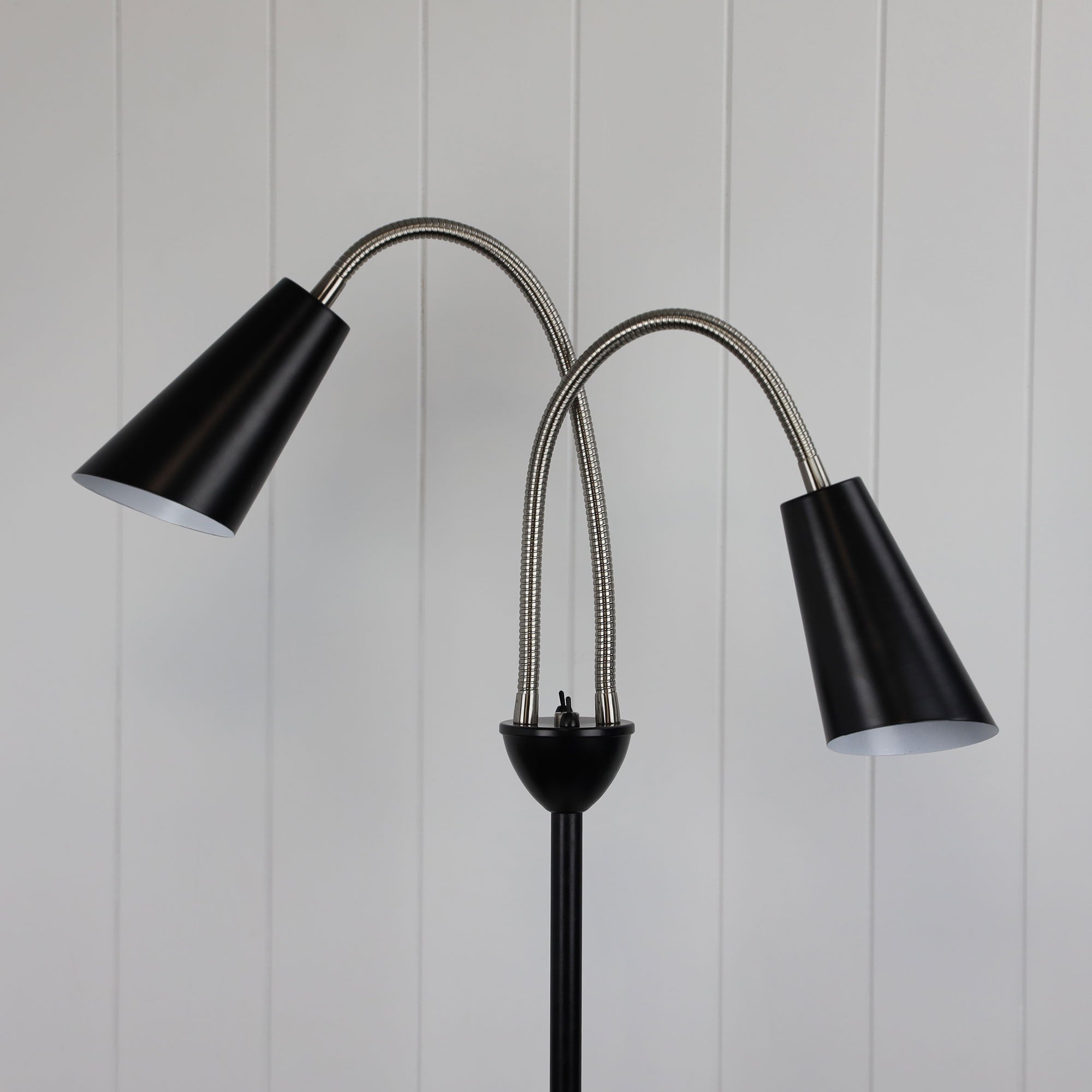 WALT TWIN FLOOR LAMP BRUSHED CHROME + BLACK - SL98812BC