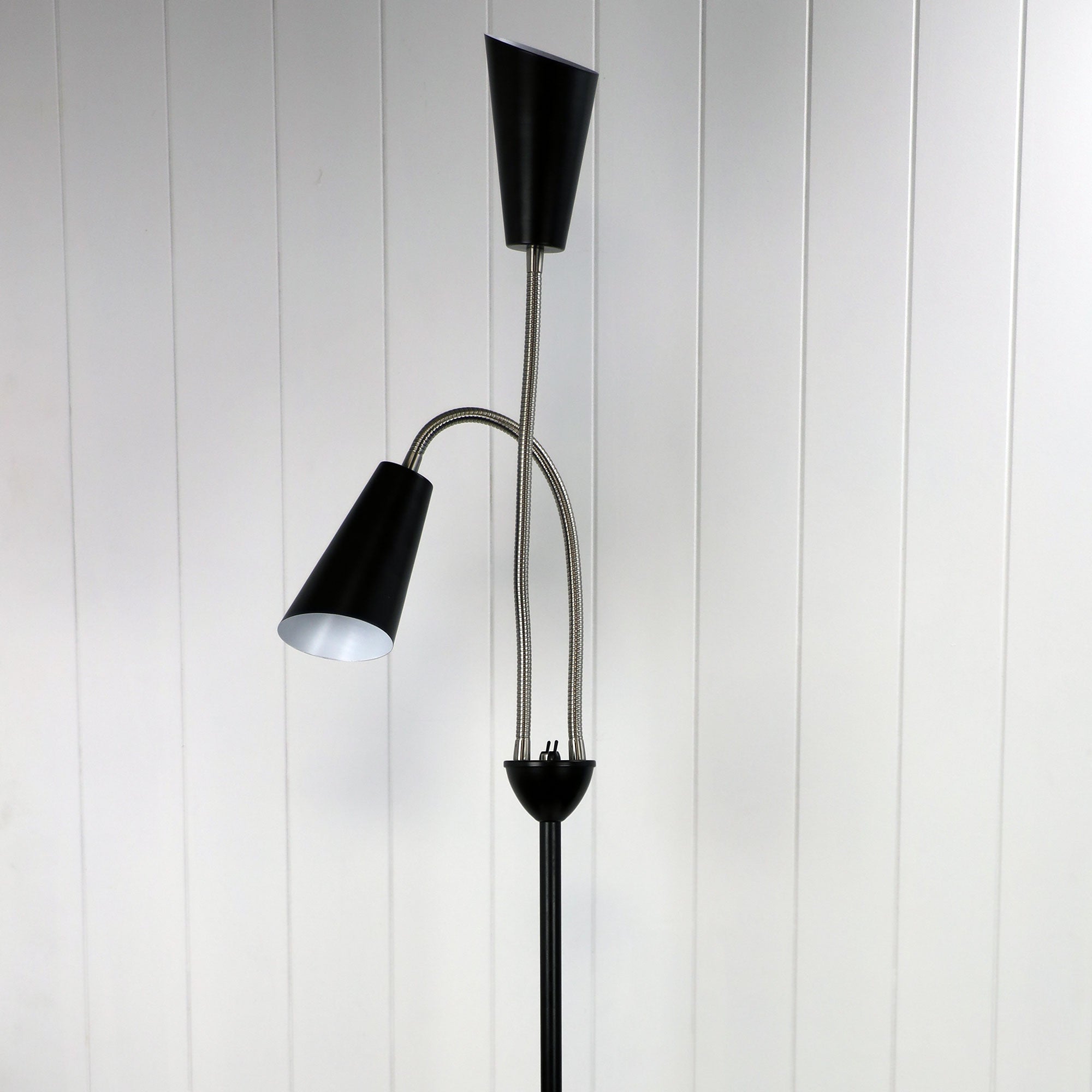 WALT TWIN FLOOR LAMP BRUSHED CHROME + BLACK - SL98812BC