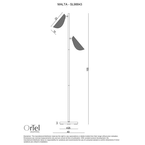 MALTA TWIN FLOOR LAMP WHITE w/ RATTAN SHADES SL98843WH