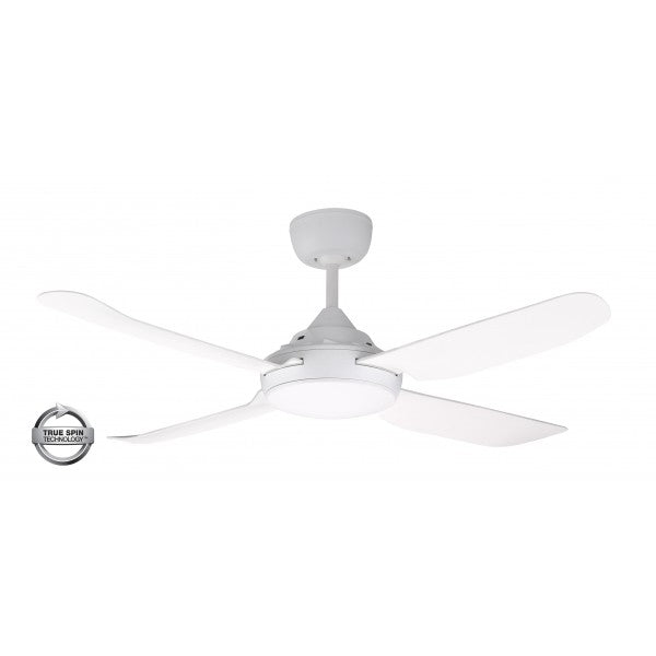 SPINIKA - 52"/1300mm Glass Fibre 4 Blade Ceiling Fan in Satin White - Indoor/Outdoor/Coastal - SPN1304WH
