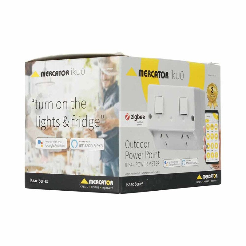 MERCATOR IKUU SPP02GIP | SMART WEATHER PROOF DOUBLE POWER POINT IP54 | ZIGBEE