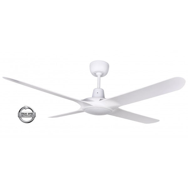 SPYDA - 50"/1250mm Fully Moulded PC Composite 4 Blade Ceiling Fan in Satin White - Indoor/Outdoor/Coastal (not light adaptable) - SPY1254WH