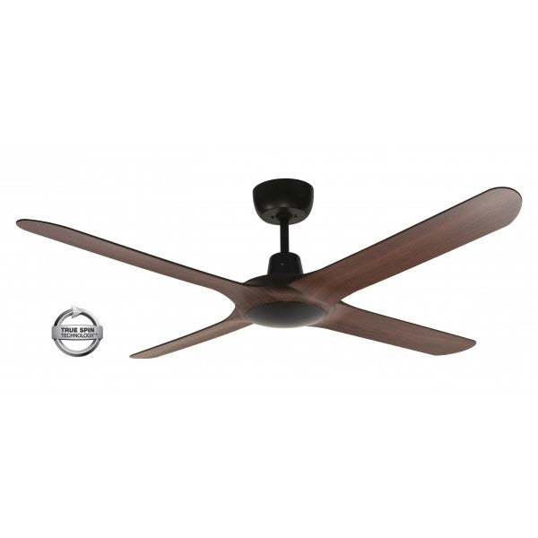 SPYDA - 56"/1400mm Fully Moulded PC Composite 4 Blade Ceiling Fan in Walnut - Indoor/Outdoor/Coastal (not light adaptable) - SPY1424WN