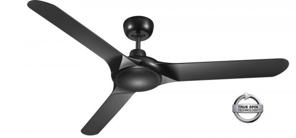SPYDA - 62"/1570mm Fully Moulded PC Composite 3 Blade Ceiling Fan in Matte Black - Indoor/Outdoor/Coastal (not light adaptable) - SPY1573NBL