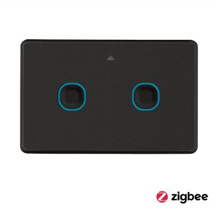 2 Gang Black Mercator Smart Zigbee Touch Switch SSW02GMBK