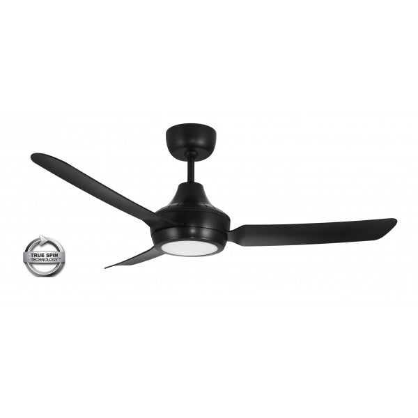 STANZA - 48"/1220mm Glass Fibre Composite 3 Blade Ceiling Fan with 20W LED Light - Black - Indoor/Covered Outdoor - STA1203BLLED