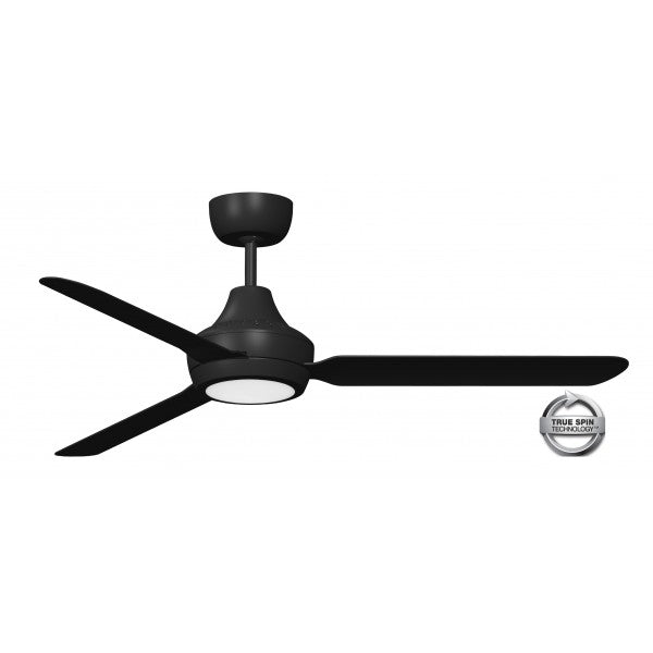STANZA - 56"/1400mm Glass Fibre Composite 3 Blade Ceiling Fan with 20W LED Light - Black - Indoor/Covered Outdoor - STA1403BLLED