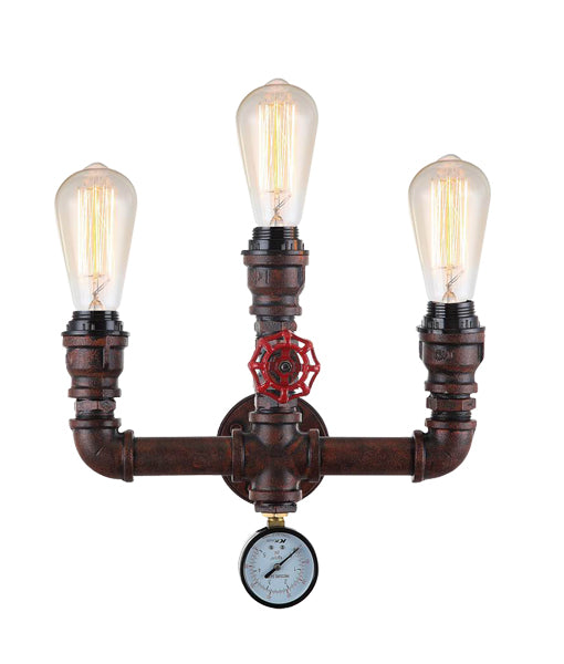 Steam Series 3XE27 AGED IRON PIPE WALL LAMP STEAM1 Cla Lighting