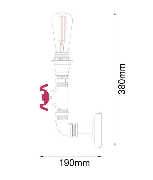 Steam Series ES 25W AGED IRON PIPE WALL LAMP STEAM2 Cla Lighting