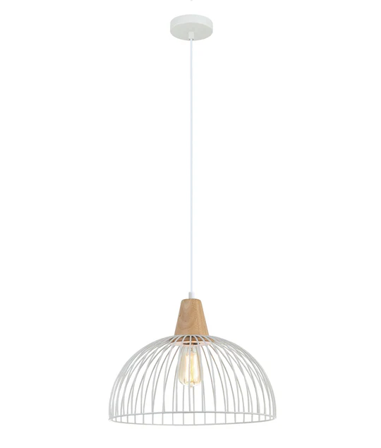 Iron and Wood Dome Cage Pendant Lights STRAND2