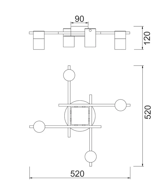 Interior Spot Ceiling 4 Lights with Adjustable Heads TACHE14