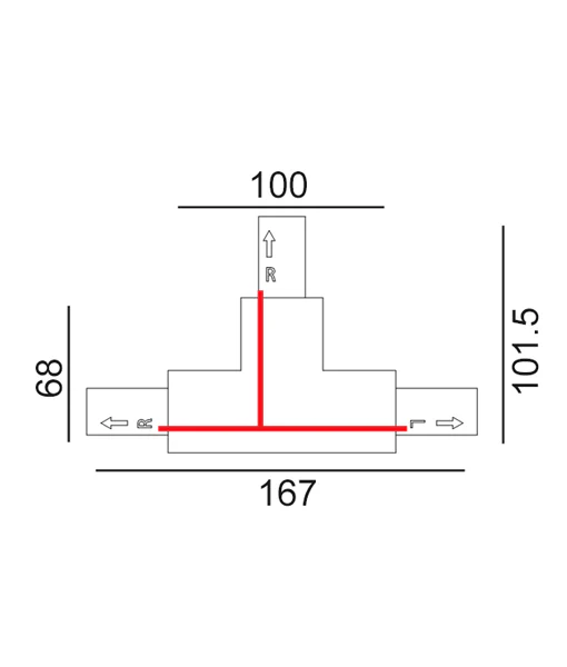 Track Connector T-Piece Left White TRK3WHCON4L1