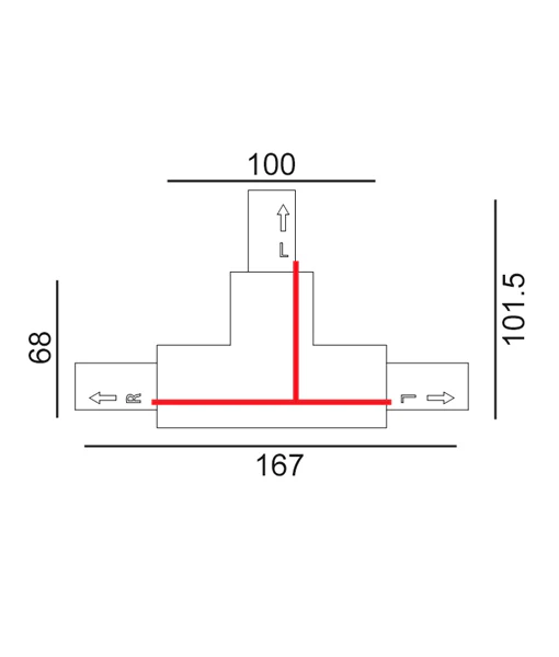 Track Connector T-Piece Right Black TRK3BLCON4R1