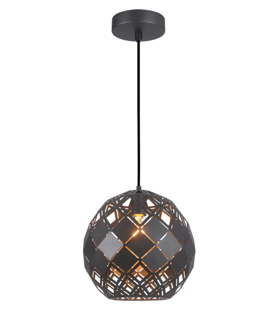 TUILE Small Embossed Tiled Iron Wine Glass Shape Matt Black Pendant Lights TUILE1