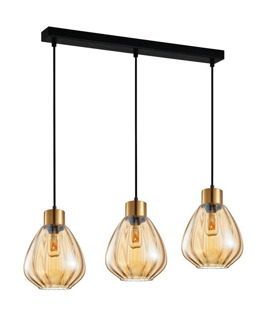 TULIP Wine Glass Ribbed Multiple Bar Base Pendant Lights TULIP1X3S