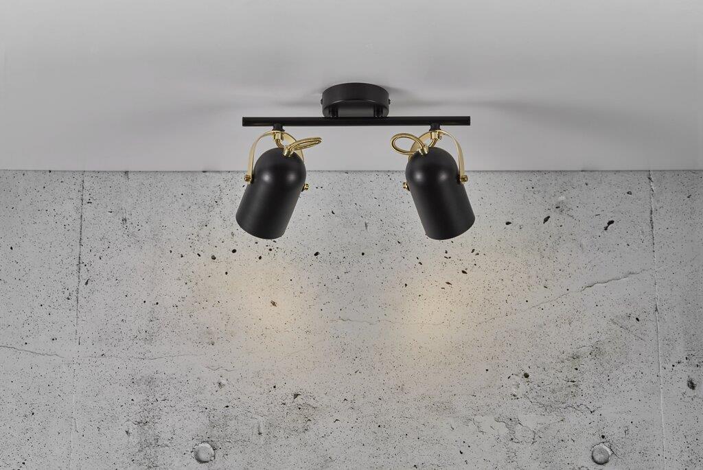 Lotus 2 light Spot bar Metal, Plastic Black/Brass - 50110103