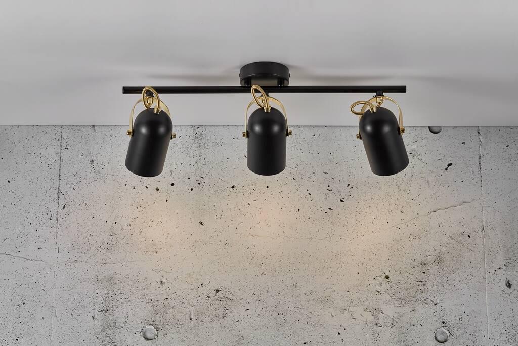 Lotus 3 light Spot bar Metal, Plastic Black/Brass - 50120103