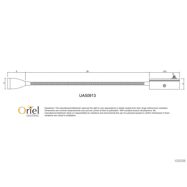FLEXI WALL LIGHT Black 3W LED Switched Flexible Wall Light 30cm - UA50913BK