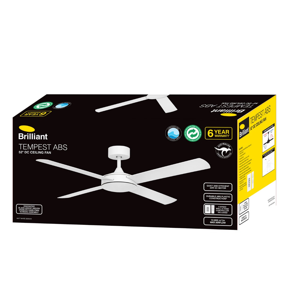 TEMPEST ABS DC 52" CEILING FAN WHITE-22235/05