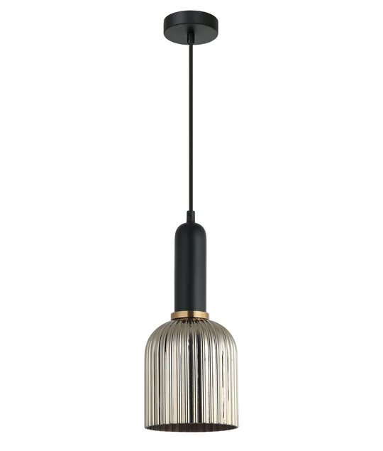 VINTAJ Chrome Ellipse Shape Ribbed Glass Pendant Lights VINTAJ11