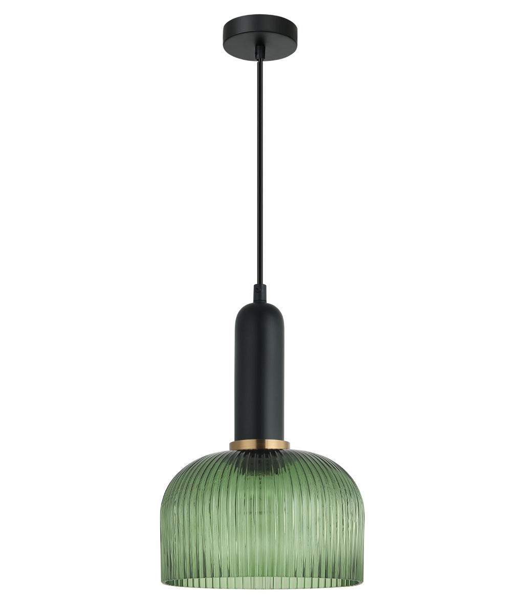 VINTAJ Interior Dome Ribbed Glass Pendant Lights 6 Colours to Choose from CLA Lighting-Green