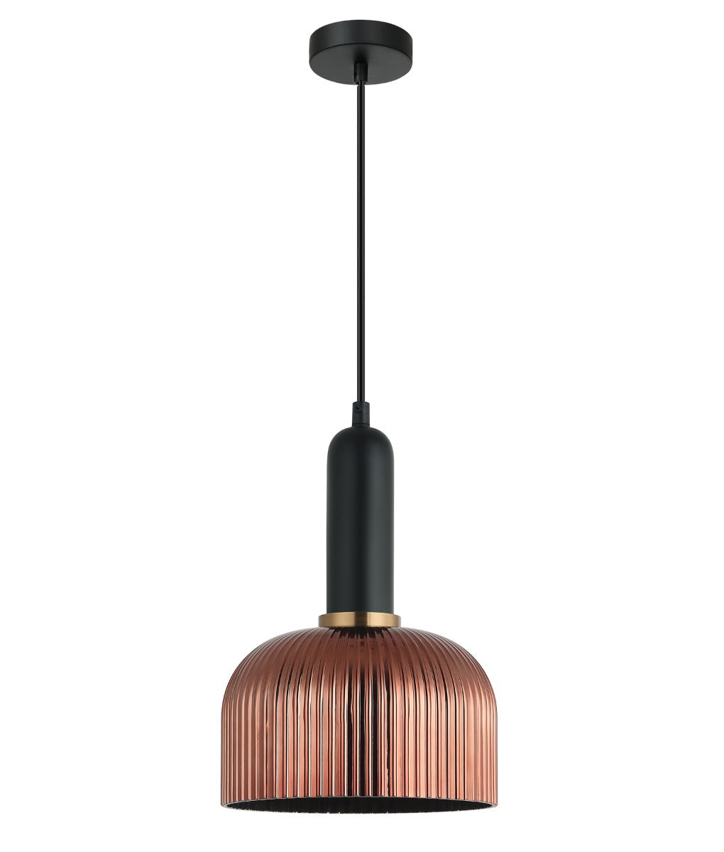 VINTAJ Interior Dome Ribbed Glass Pendant Lights 6 Colours to Choose from CLA Lighting-Copper
