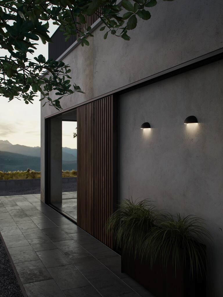 Arcus Wall Aluminium, Plastic Black, Opal - 2019001003
