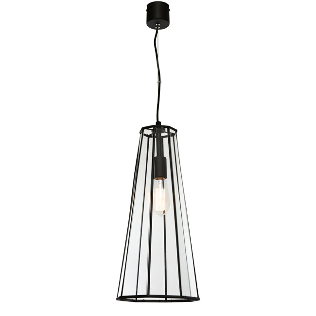 Zara 1 Light Pendant Black / Clear - ZARA1PBLK