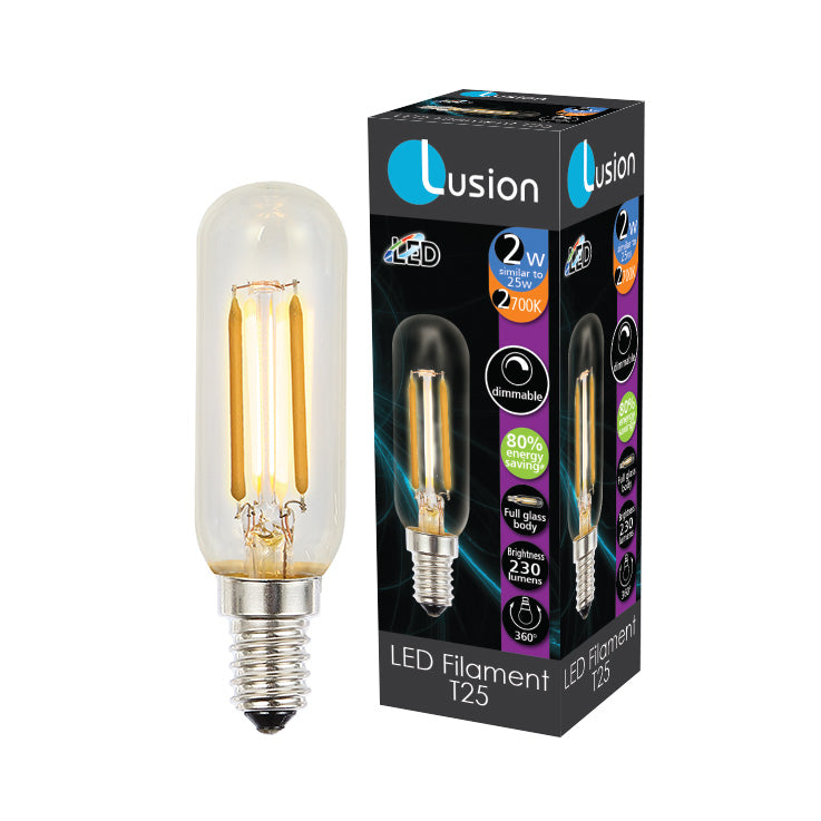 240V 2W SES T25 RANGE HOOD LAMP CLEAR 2700K DIMMABLE LUS20309