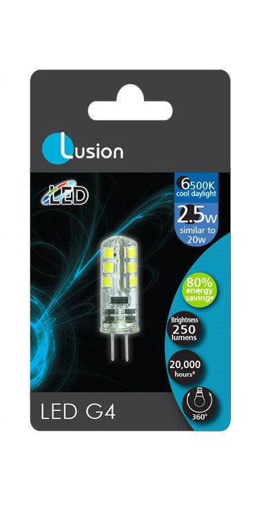 G4 LED 2.5W 6500K SILICONE 11X37MM BLISTER PACK - SINGLE LUS20152