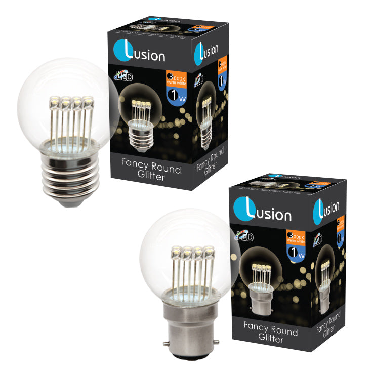 FANCY ROUND GLITTER LED 1W ES 3000K LUS20195
