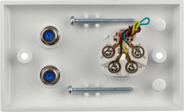 Wallplate Dual F Type Barrel 3GHz + Mod Socket